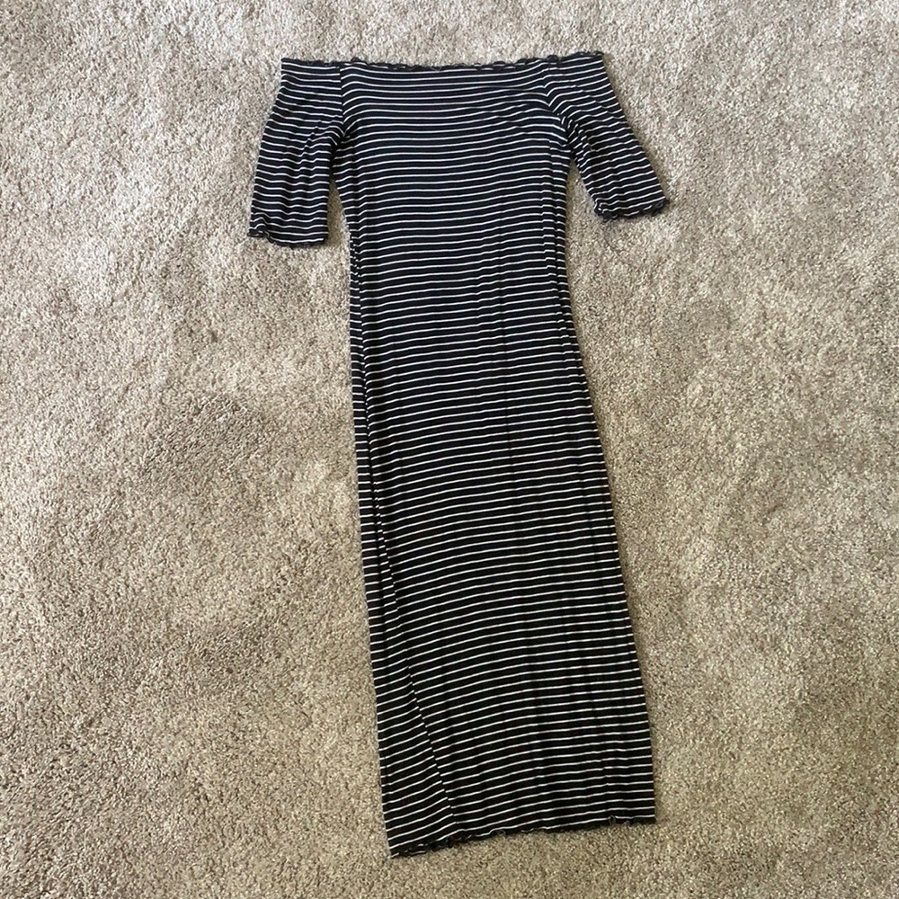 Black and white striped dress